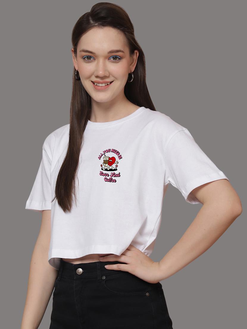 women front & back print round neck t-shirt - 21548944 - Standard Image - 2