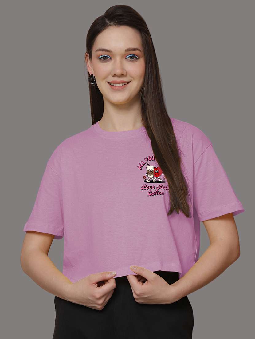 women front & back print round neck t-shirt