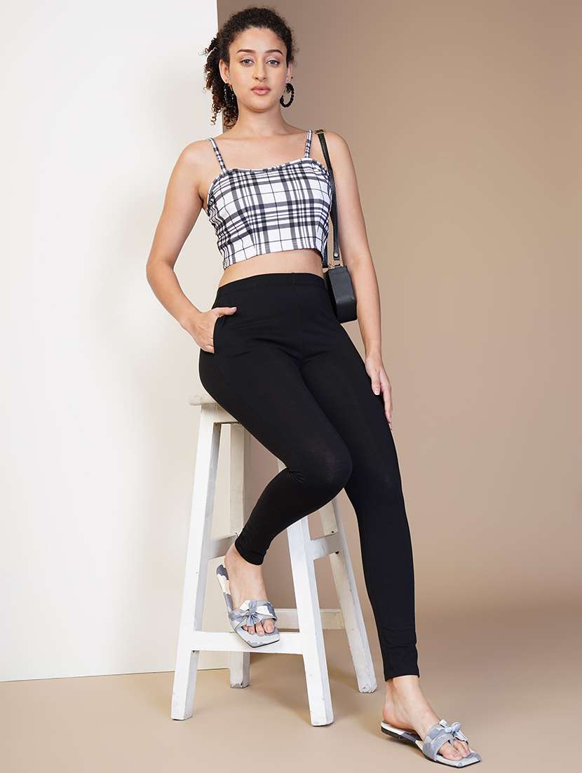 women solid ankle length leggings - 21549572 -  Standard Image - 2