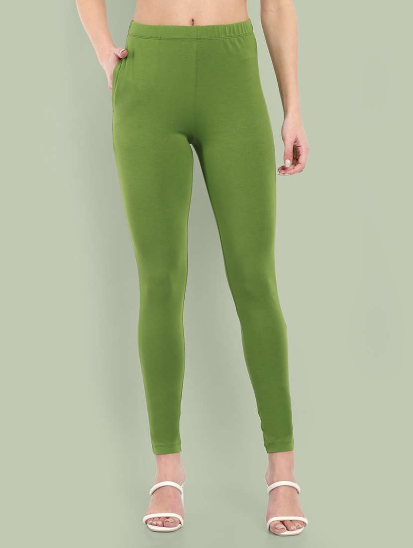 women solid ankle length leggings