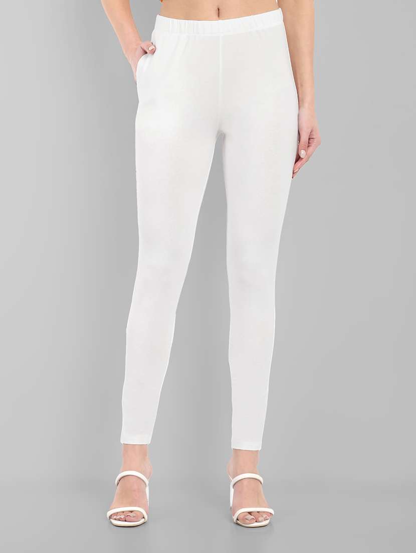 women solid ankle length leggings