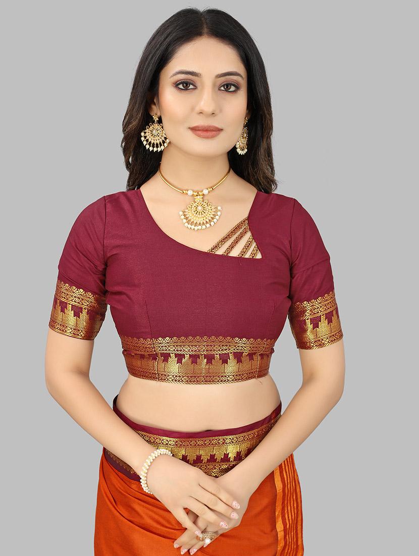 women solid zari bordered saree - 21549803 - Standard Image - 2