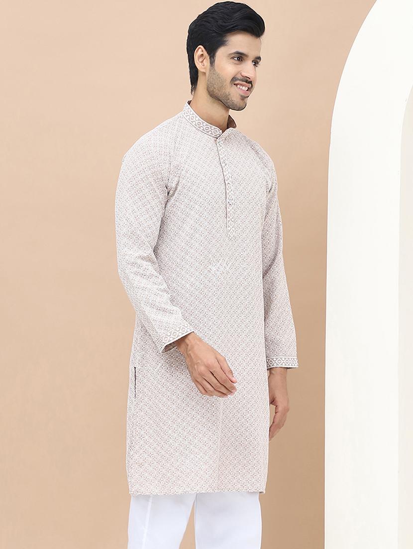 men embroidered mandarin neck kurta - 21549997 - Standard Image - 2