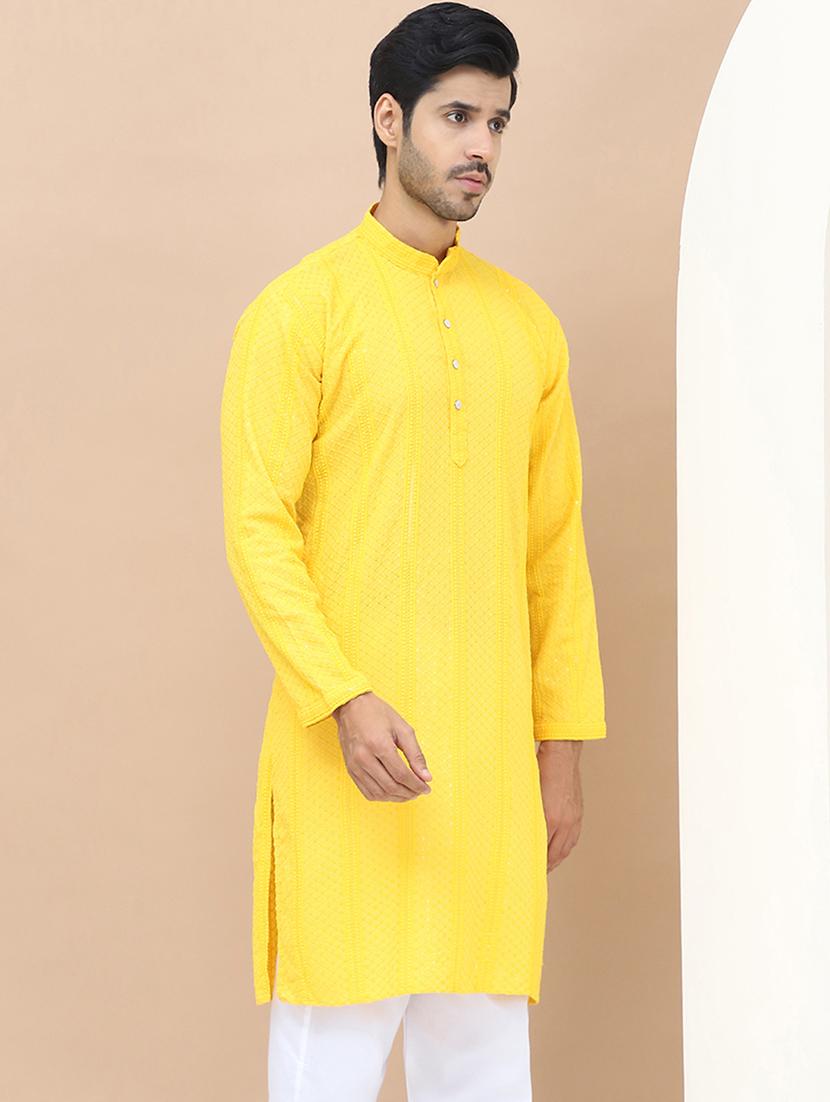 men embroidered mandarin neck kurta - 21550001 - Standard Image - 2