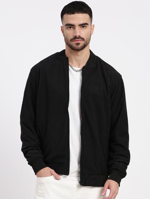 men solid henley collar casual jacket - 21550020 - Standard Image - 0