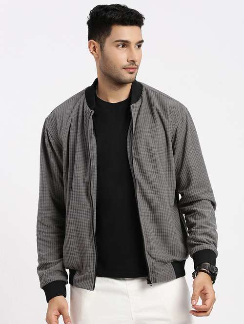 men solid henley collar casual jacket - 21550026 -  Standard Image - 0