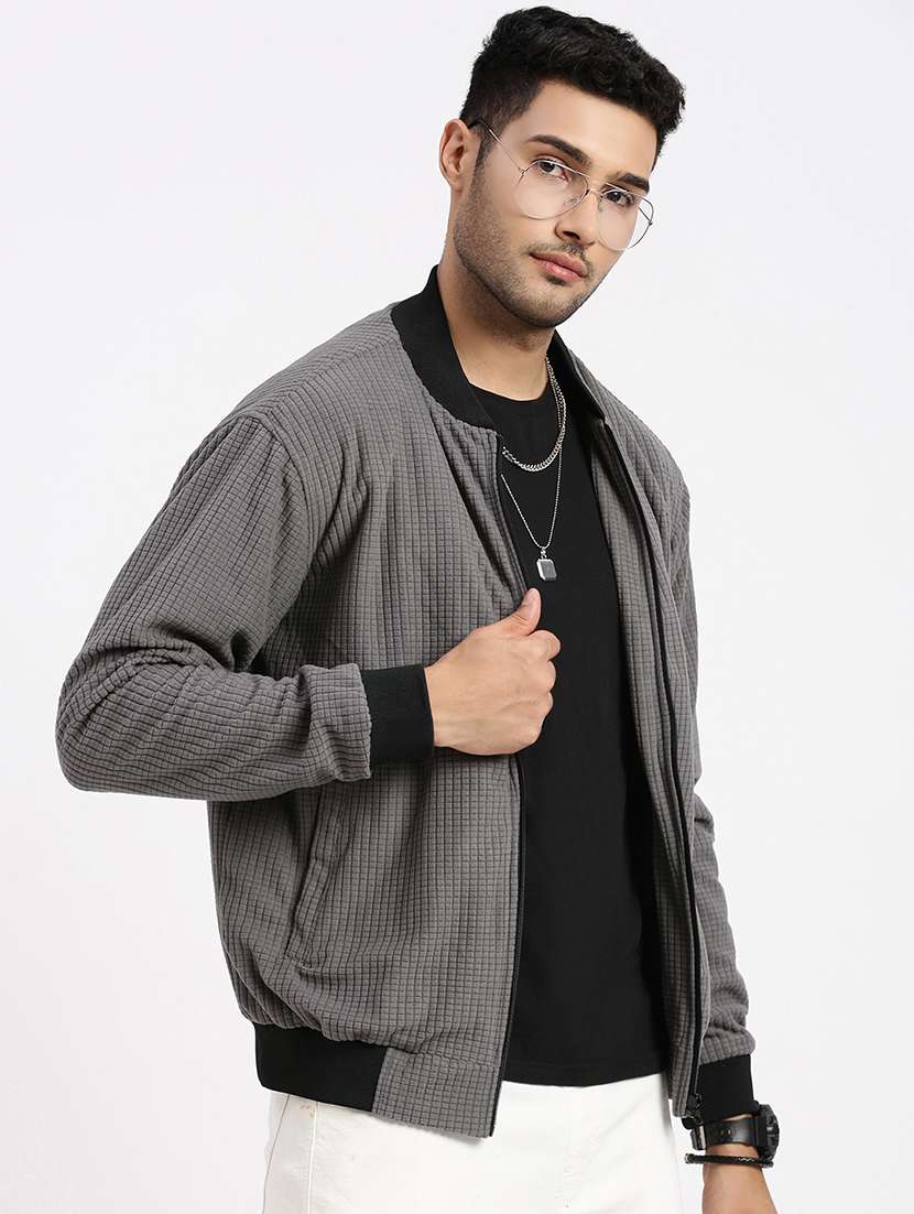 men solid henley collar casual jacket - 21550026 -  Standard Image - 2