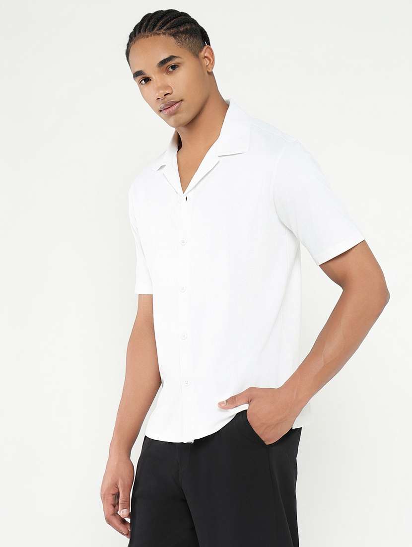 men solid short sleeve casual shirt - 21550050 -  Standard Image - 2