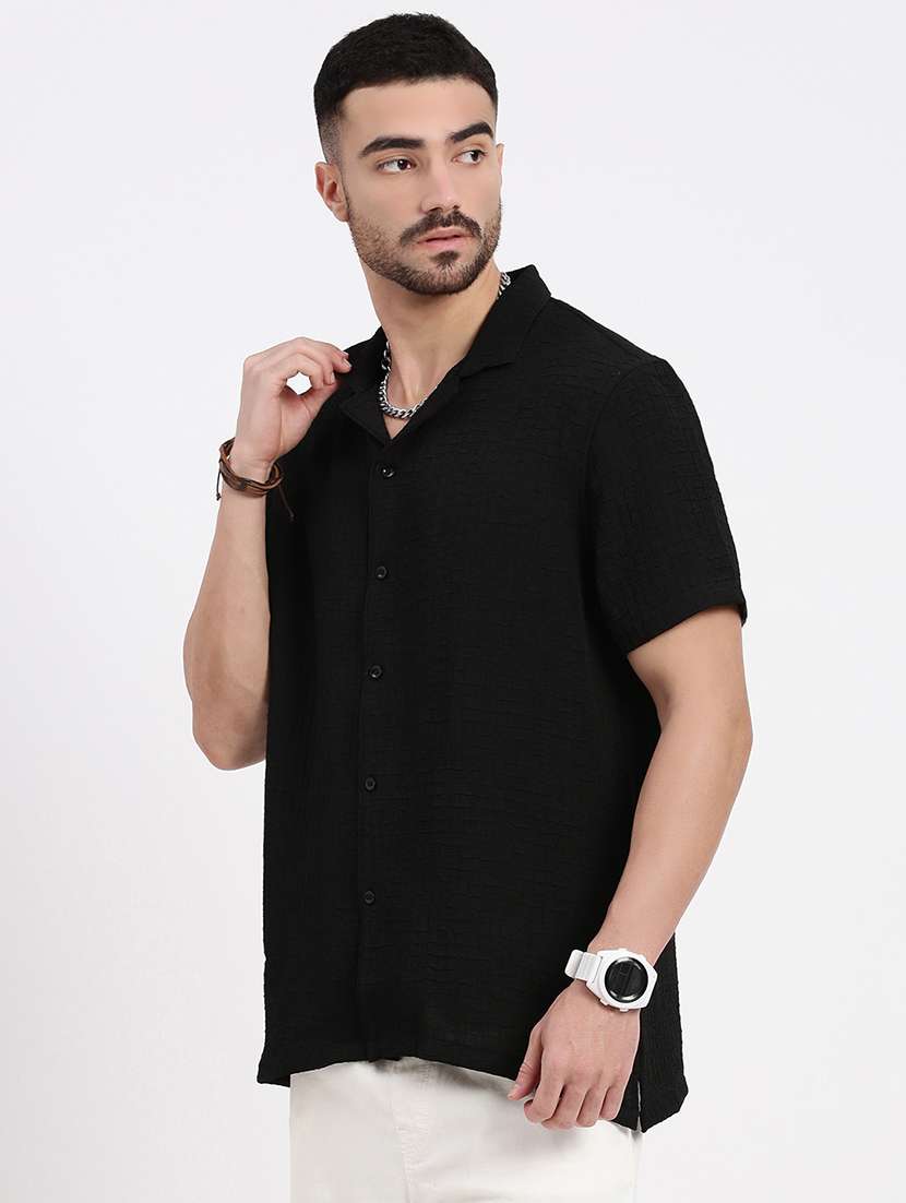 men solid short sleeve casual shirt - 21550084 -  Standard Image - 2