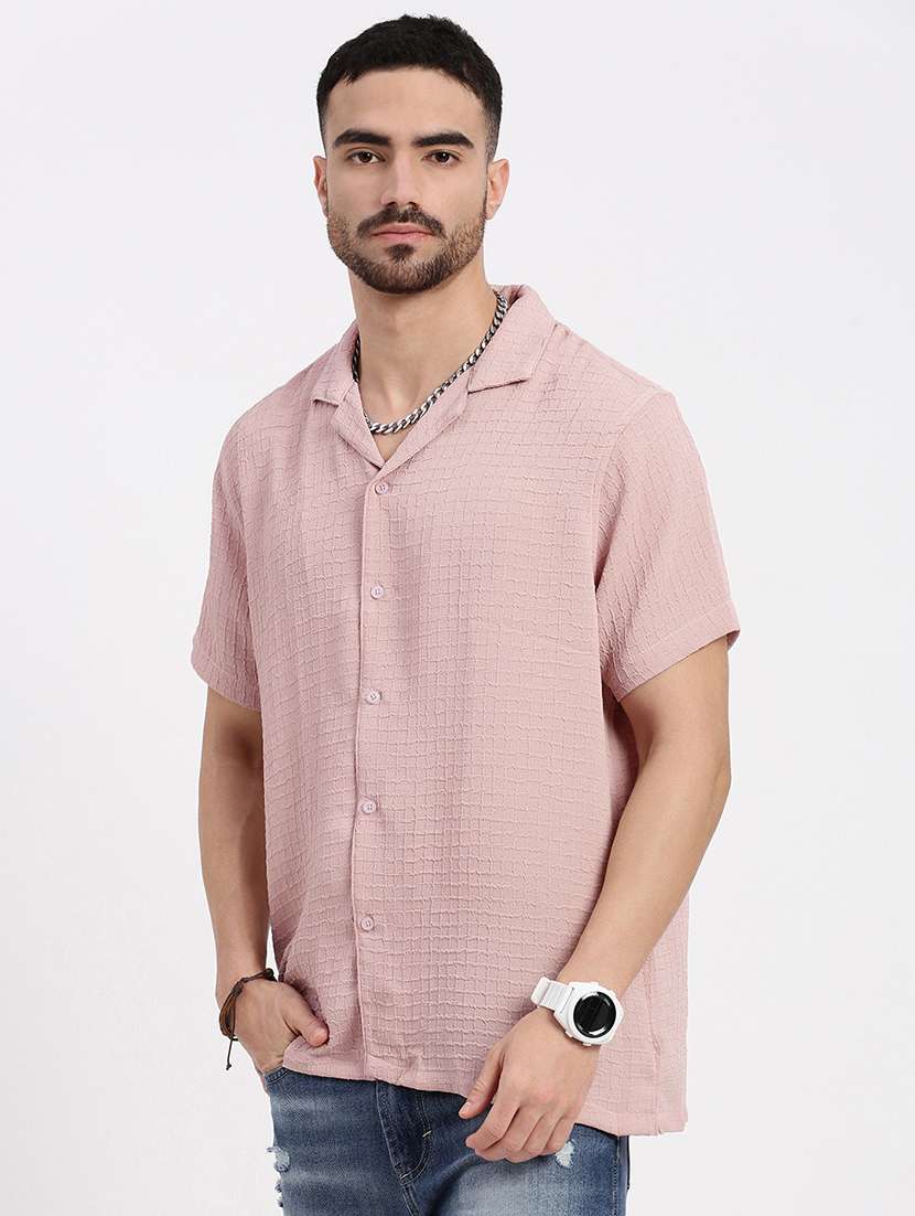 men solid short sleeve casual shirt