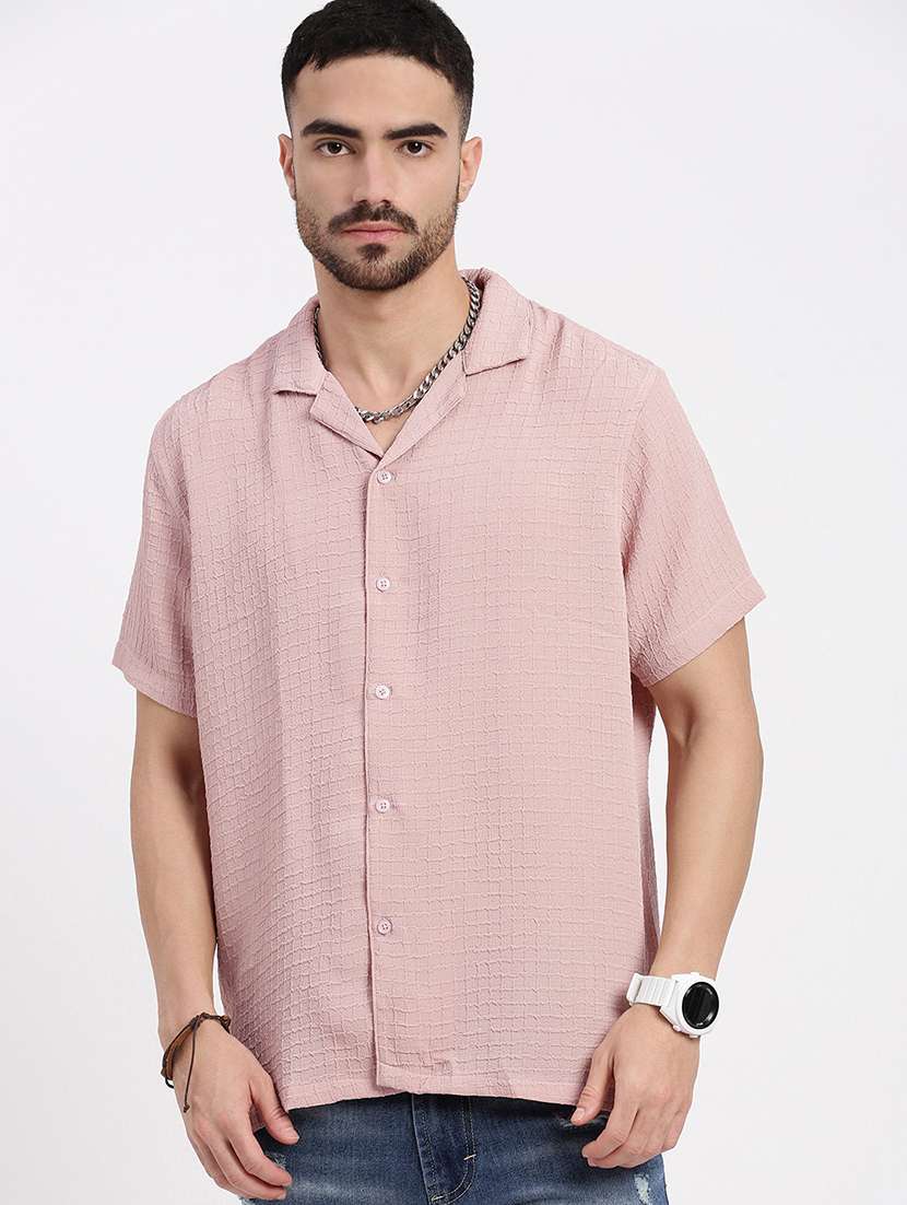 men solid short sleeve casual shirt - 21550085 -  Standard Image - 2