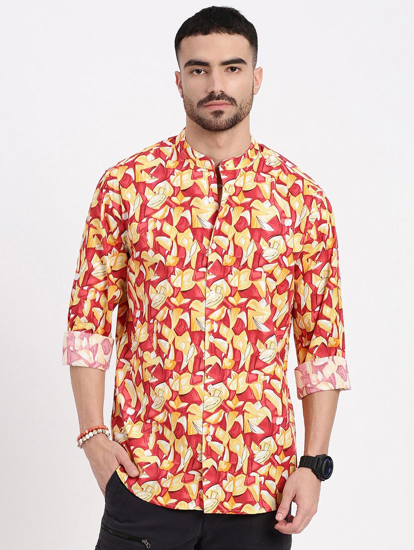 men abstract long sleeve casual shirt - 21550098 - Zoom Image - 0