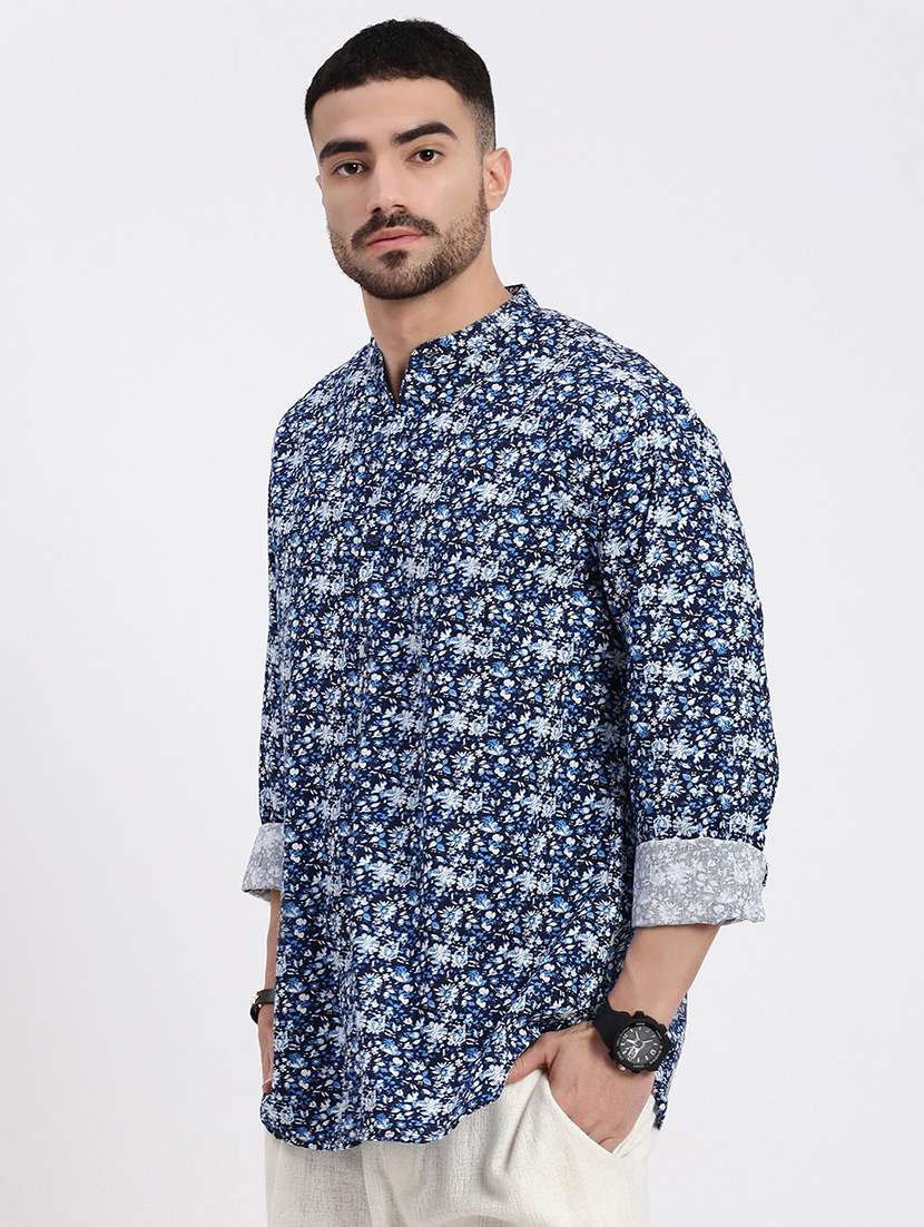 men floarl long sleeve casual shirt - 21550104 -  Standard Image - 2