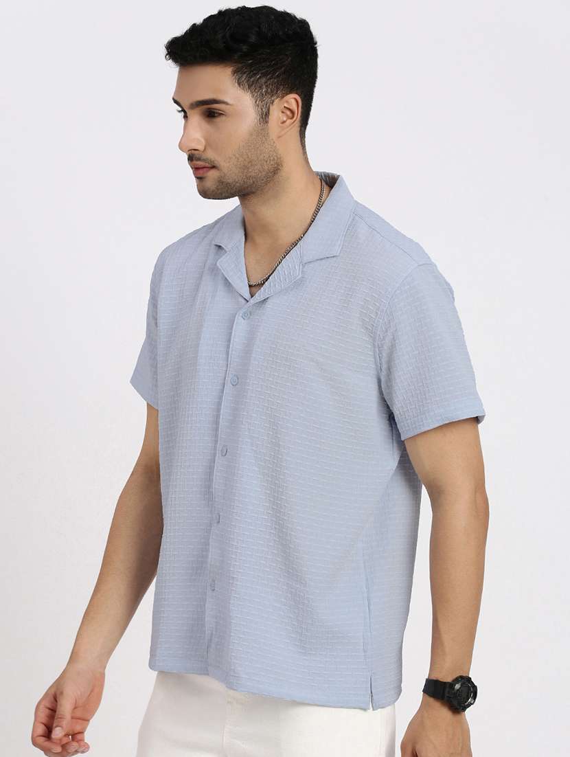 men solid short sleeve casual shirt - 21550106 -  Standard Image - 2