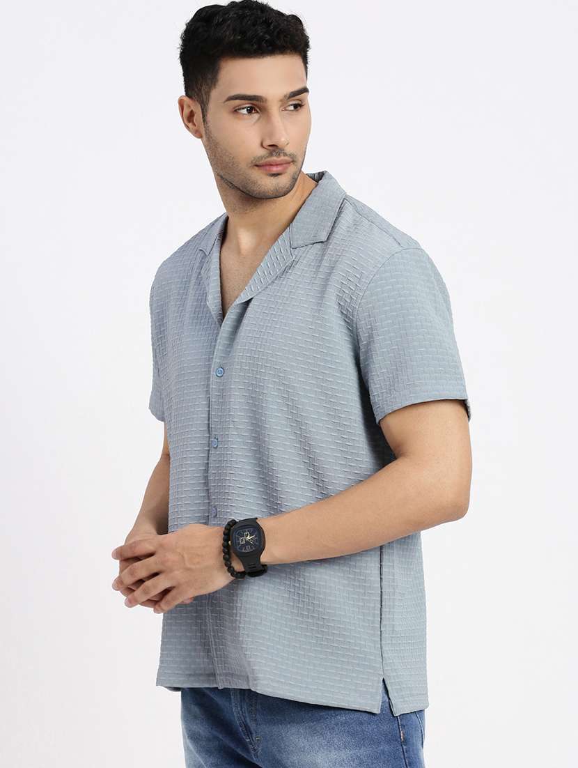 men solid short sleeve casual shirt - 21550107 -  Standard Image - 2