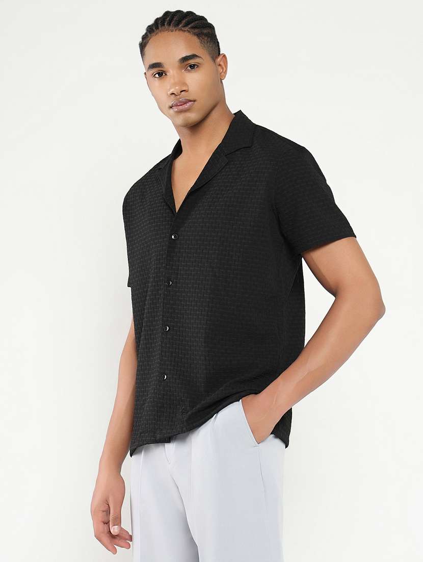 men solid short sleeve casual shirt - 21550109 -  Standard Image - 2