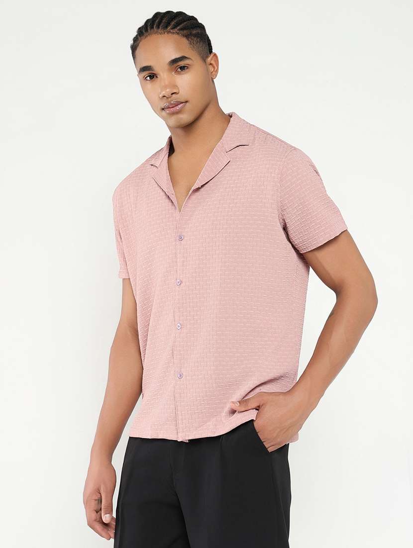 men solid short sleeve casual shirt - 21550110 -  Standard Image - 2