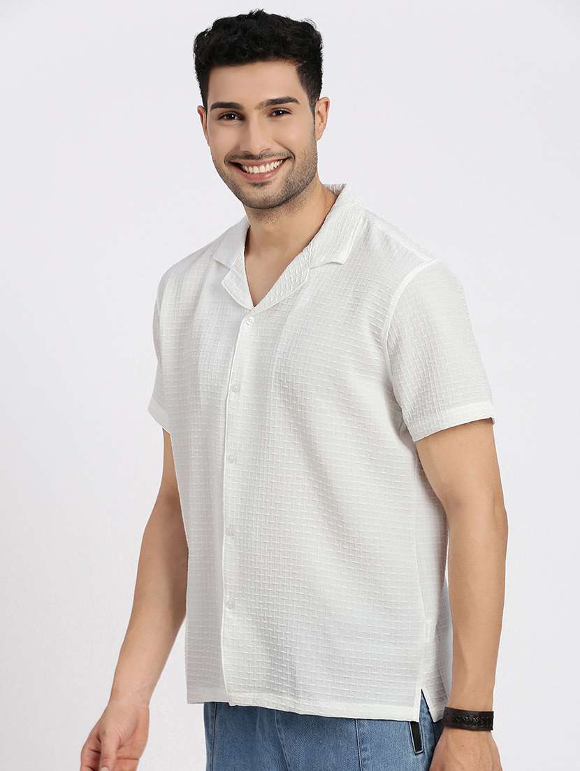 men solid short sleeve casual shirt - 21550111 -  Standard Image - 2