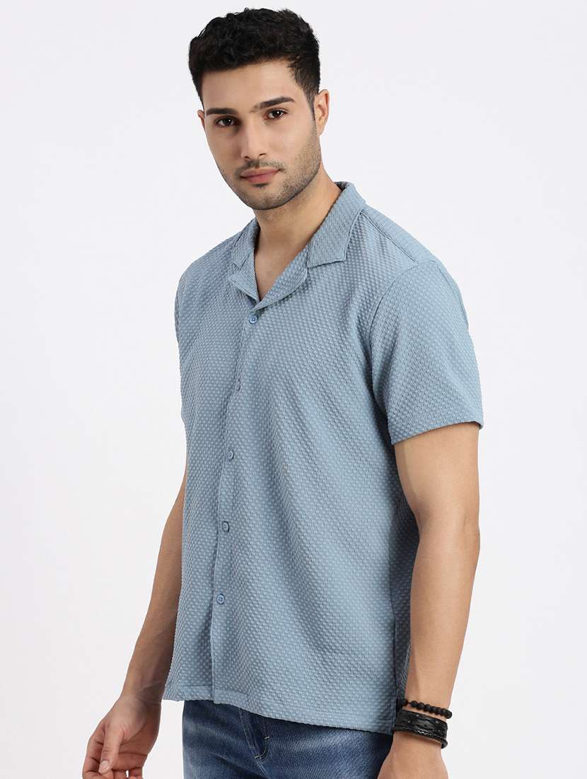 men solid short sleeve casual shirt - 21550113 -  Standard Image - 2