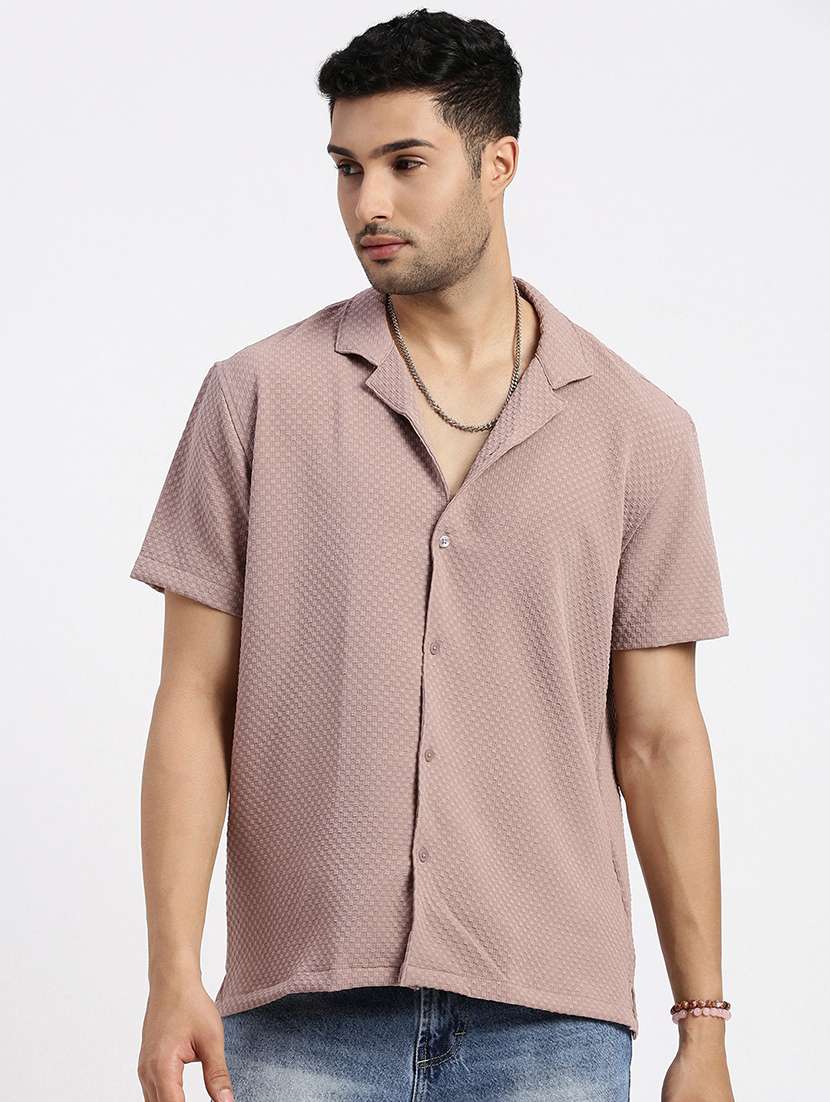 men solid short sleeve casual shirt