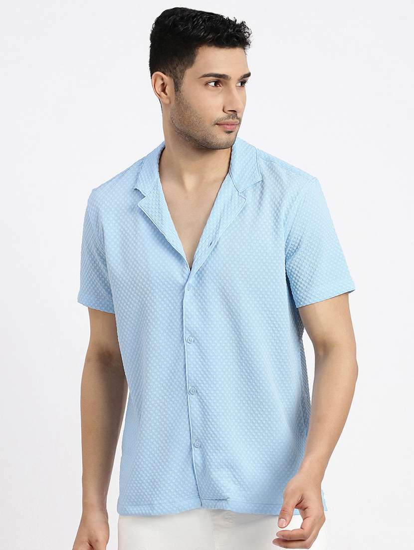 men solid short sleeve casual shirt
