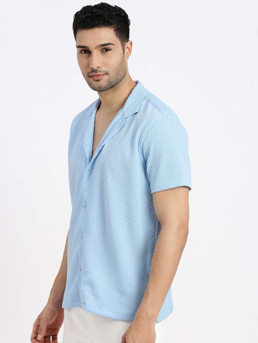 men solid short sleeve casual shirt - 21550115 -  Standard Image - 2