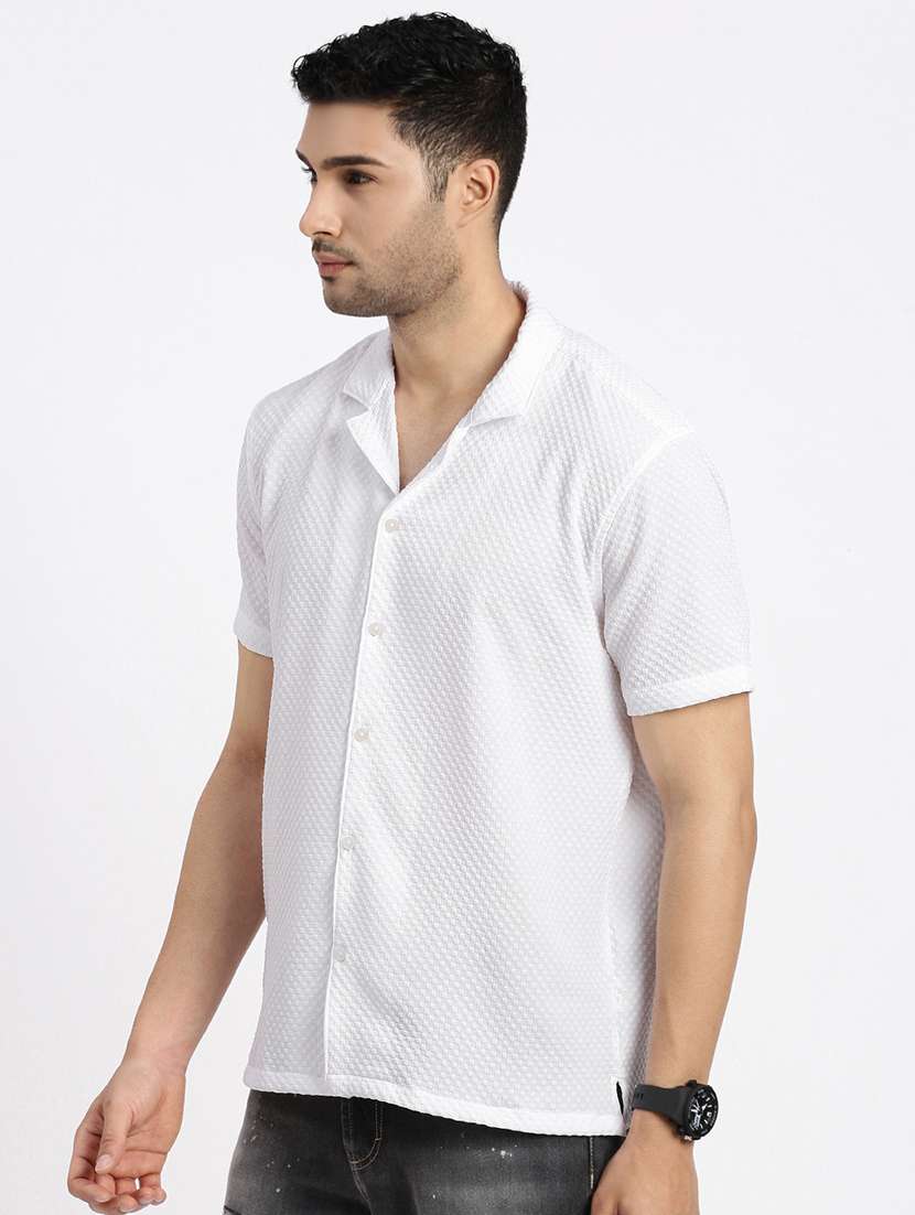 men solid short sleeve casual shirt - 21550117 - Standard Image - 2