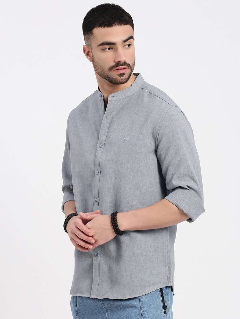 men solid long sleeve casual shirt - 21550133 -  Standard Image - 2