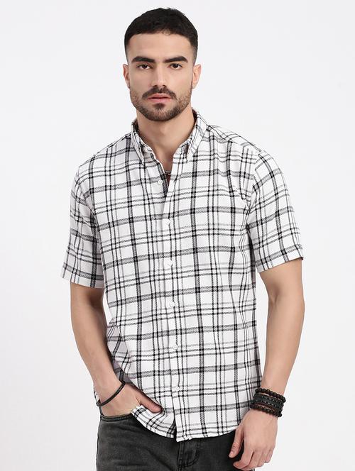 men checkered short sleeve casual shirt - 21550141 - Standard Image - 0
