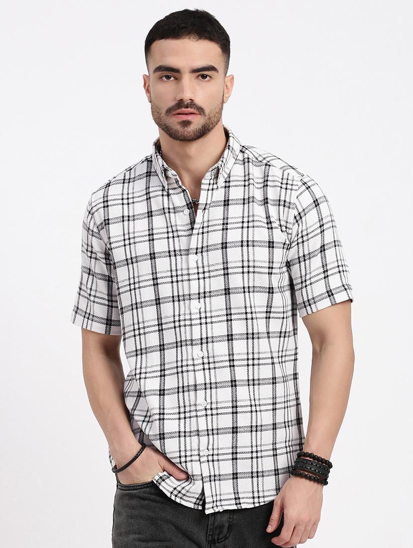 men checkered short sleeve casual shirt - 21550141 - Zoom Image - 0