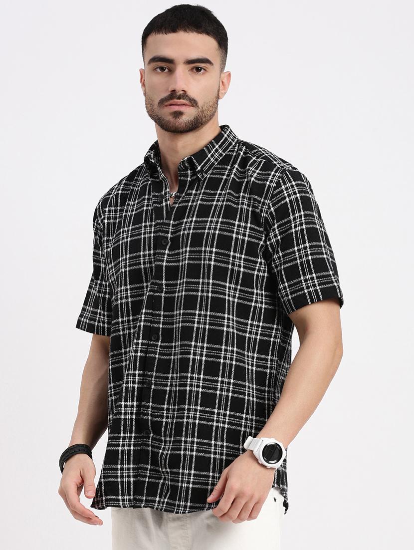 men checkered short sleeve casual shirt - 21550143 - Standard Image - 2