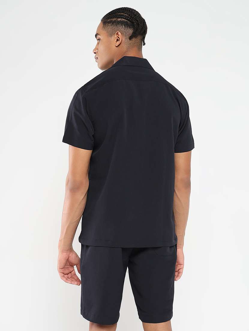 men solid shirt and short co-ord set - 21550176 -  Standard Image - 2