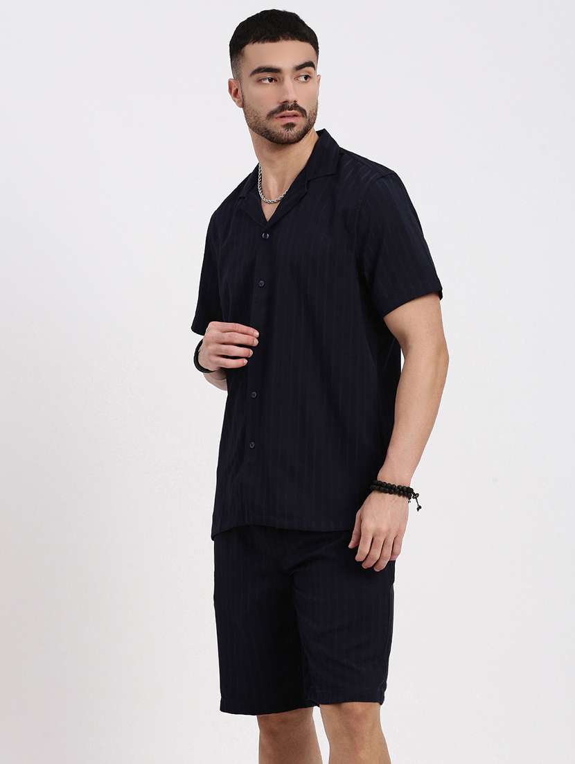 men solid shirt & shorts co-ord set - 21550190 -  Standard Image - 2
