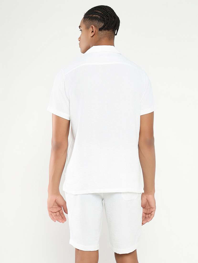 men solid shirt & shorts co-ord set - 21550204 -  Standard Image - 2