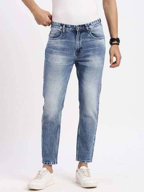 men low rise plain denim jeans - 21550225 -  Standard Image - 0