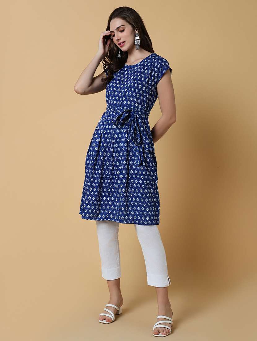 women printed round neck a-line kurta - 21550242 - Standard Image - 2