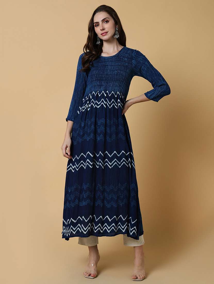 women printed round neck a-line kurta  - 21550244 -  Standard Image - 2