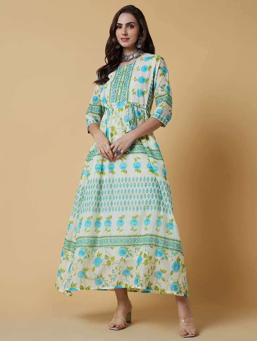 women printed three quater sleeve a-line kurta - 21550255 -  Standard Image - 2