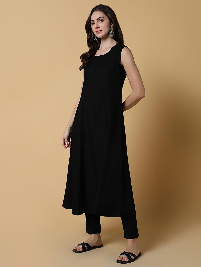 women solid a-line kurta with short printed jacket - 21550261 - Standard Image - 2