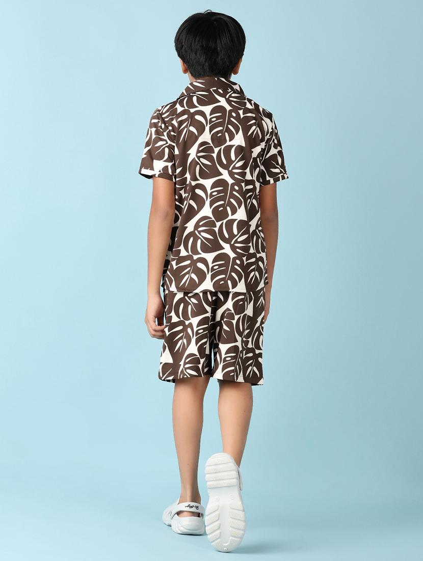 boys brown printed shorts set - 21550274 - Standard Image - 2