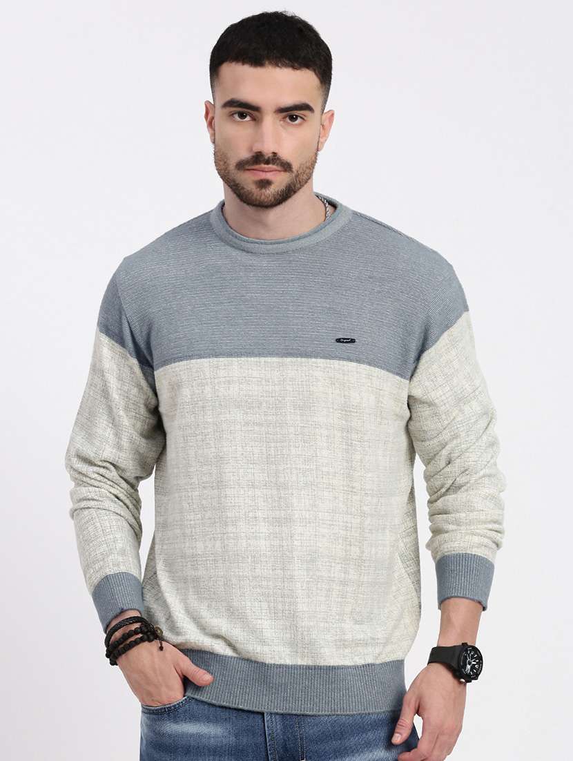 men round neck long sleeve pullover