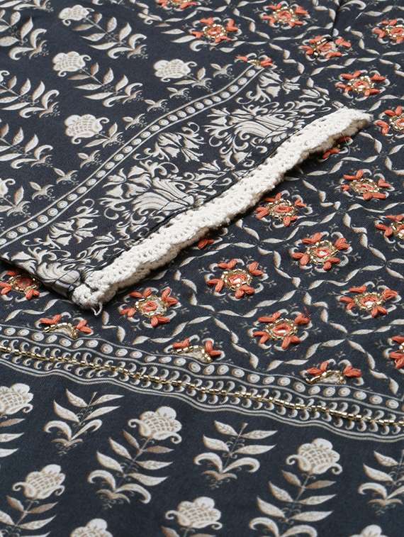 women printed tie-up neck kurta pant set - 21550288 -  Standard Image - 7