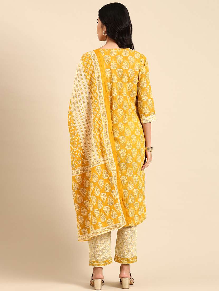 women three quarter sleeve kurta pant with dupatta set - 21550290 -  Standard Image - 2