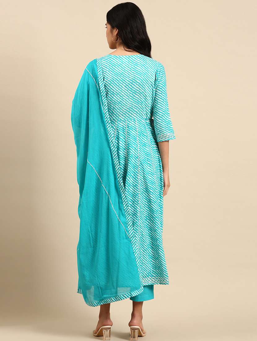 women leheriya printed kurta pant with dupatta set - 21550308 -  Standard Image - 2