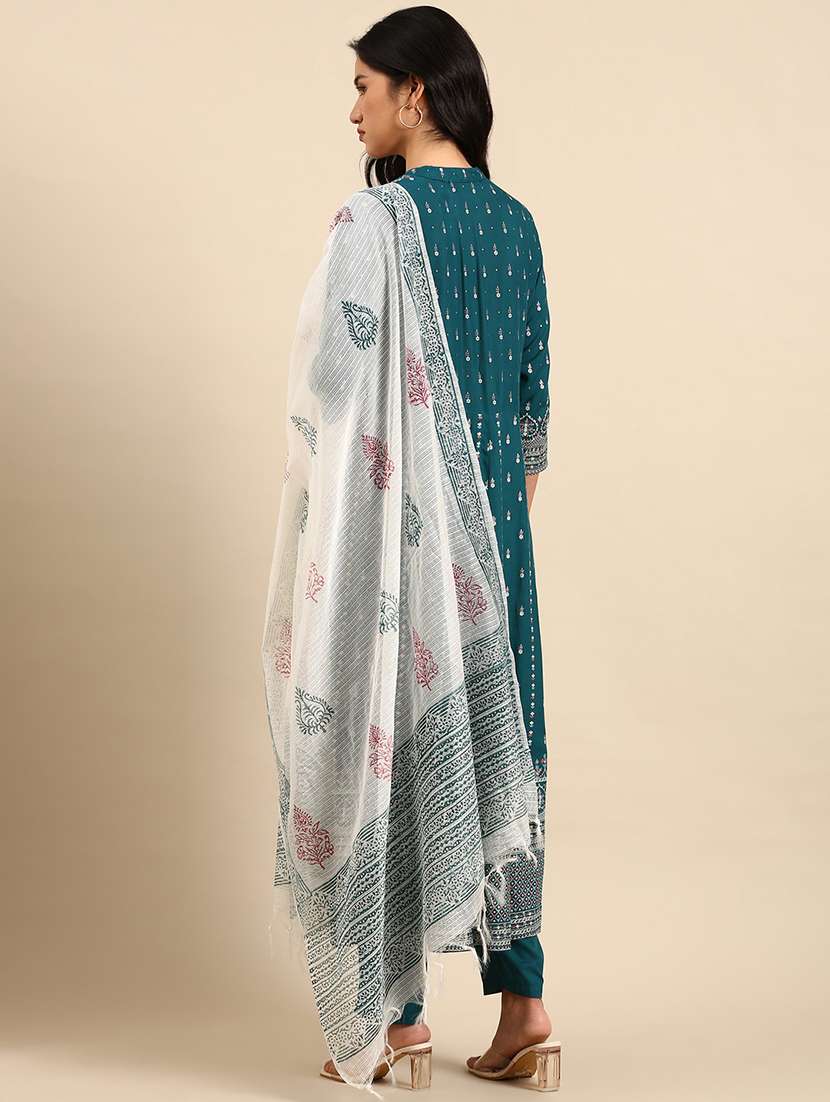 women three quarter sleeve kurta pant with dupatta set - 21550313 -  Standard Image - 2