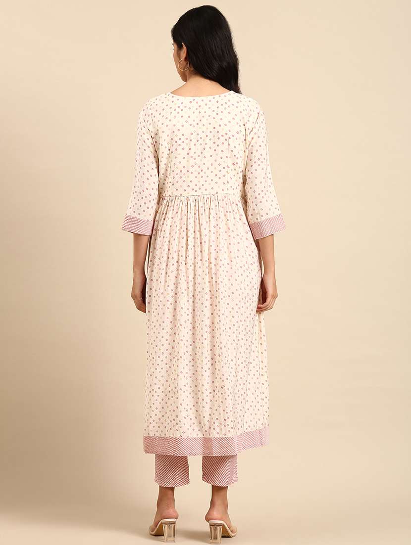 women bandhani print round neck kurta pant set - 21550324 -  Standard Image - 2