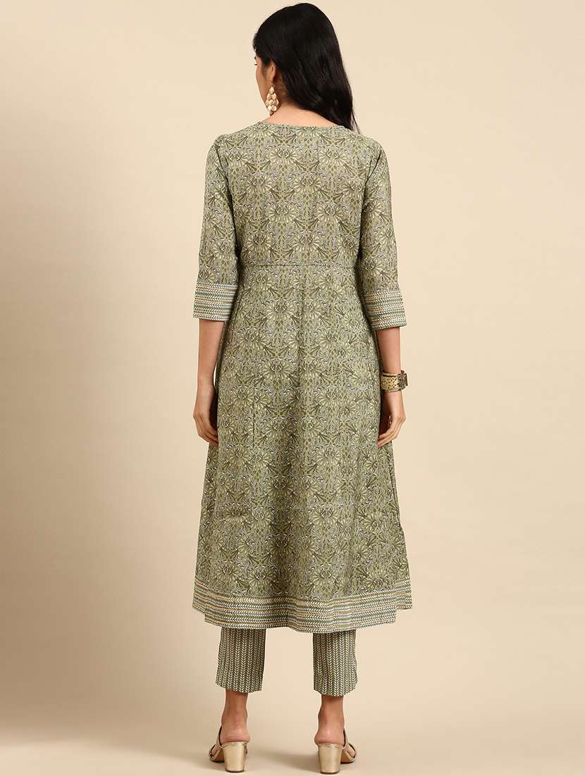 women printed three quater sleeve kurta pant set - 21550328 -  Standard Image - 2