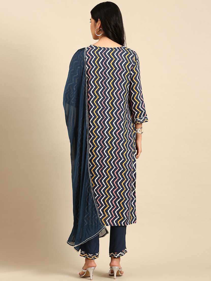 women chevron printed kurta pant with dupatta set - 21550335 -  Standard Image - 2