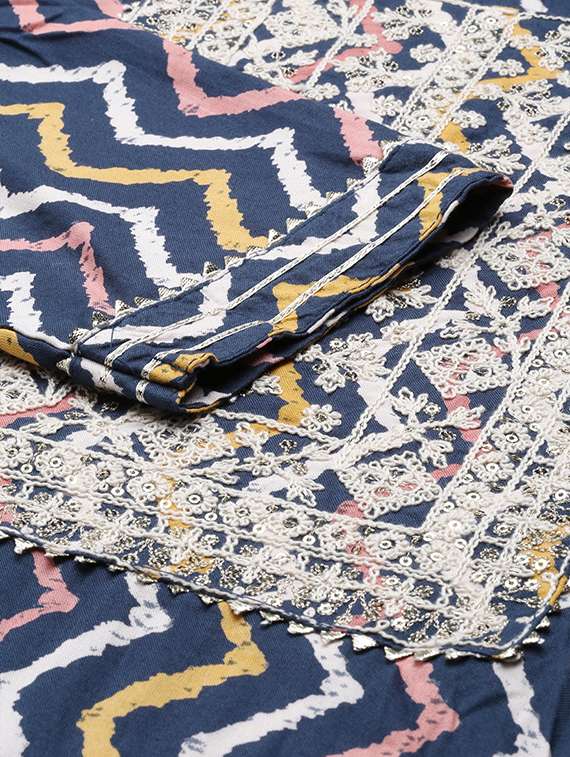 women chevron printed kurta pant with dupatta set - 21550335 -  Standard Image - 7