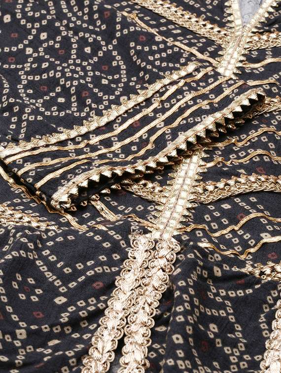 women black bandhani kurta sharara with dupatta set - 21550362 -  Standard Image - 7